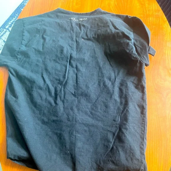 Dolce & Gabbana Black Tee with Gold Text - Picture 3 of 6